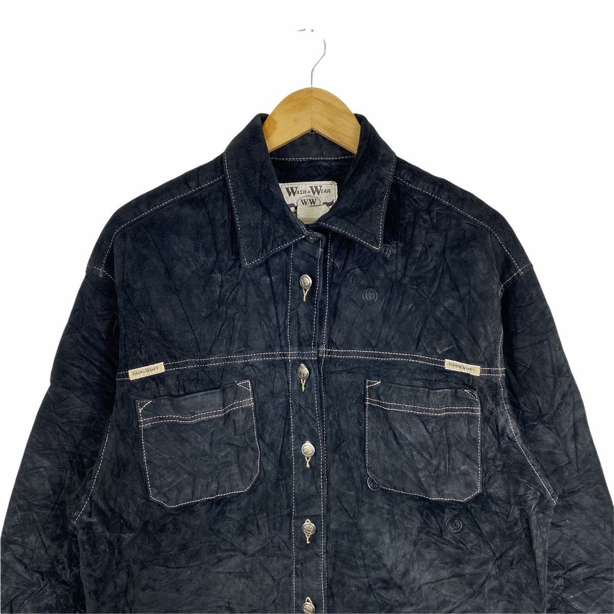 Leather × Vintage VINTAGE WASH & WEAR WESTERN SUEDE LEATHER CASUAL SHIRT Size US M / EU 48-50 / 2 - 5 Thumbnail