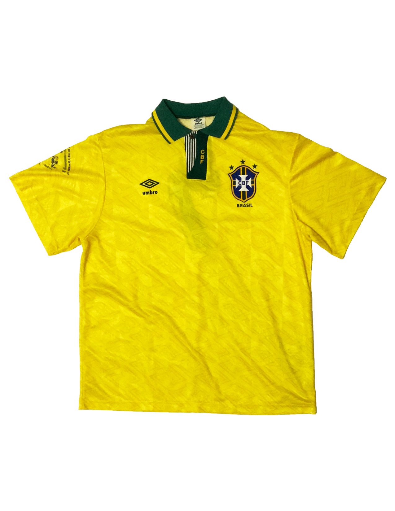 image of Umbro Brazil 1992-93 Home Jersey 7 in Yellow, Men's (Size XL)