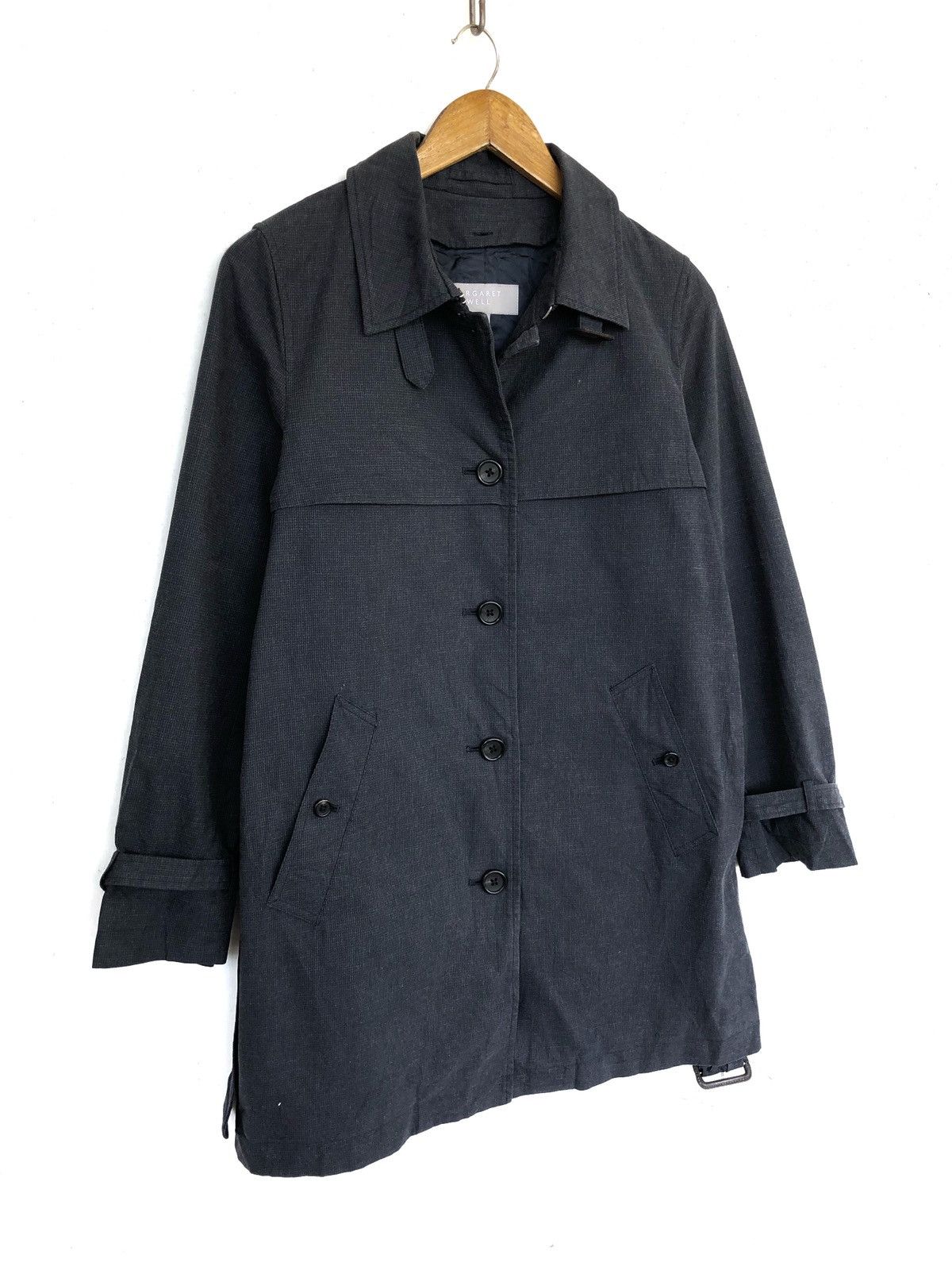 Margaret Howell MHL 🏴󠁧󠁢󠁥󠁮󠁧󠁿 Grey Houndstooth Belted Trench Coat Size US S / EU 44-46 / 1 - 2 Thumbnail