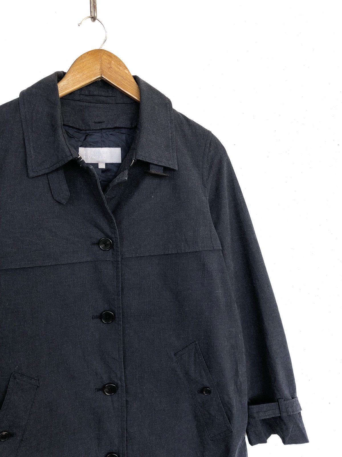 Margaret Howell MHL 🏴󠁧󠁢󠁥󠁮󠁧󠁿 Grey Houndstooth Belted Trench Coat Size US S / EU 44-46 / 1 - 3 Thumbnail