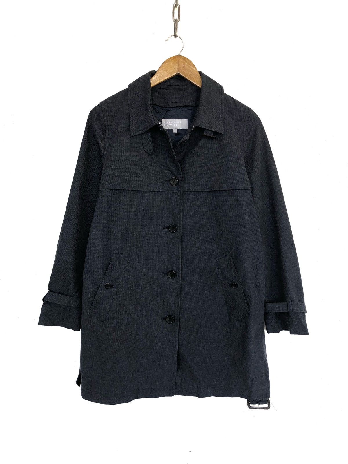 Margaret Howell MHL 🏴󠁧󠁢󠁥󠁮󠁧󠁿 Grey Houndstooth Belted Trench Coat Size US S / EU 44-46 / 1 - 1 Thumbnail