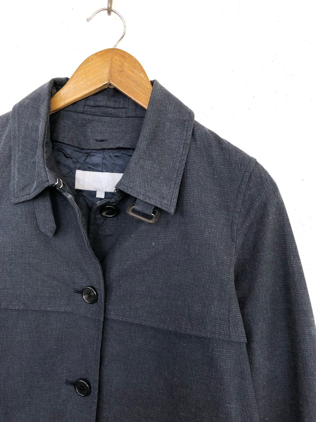 Margaret Howell MHL 🏴󠁧󠁢󠁥󠁮󠁧󠁿 Grey Houndstooth Belted Trench Coat Size US S / EU 44-46 / 1 - 4 Thumbnail