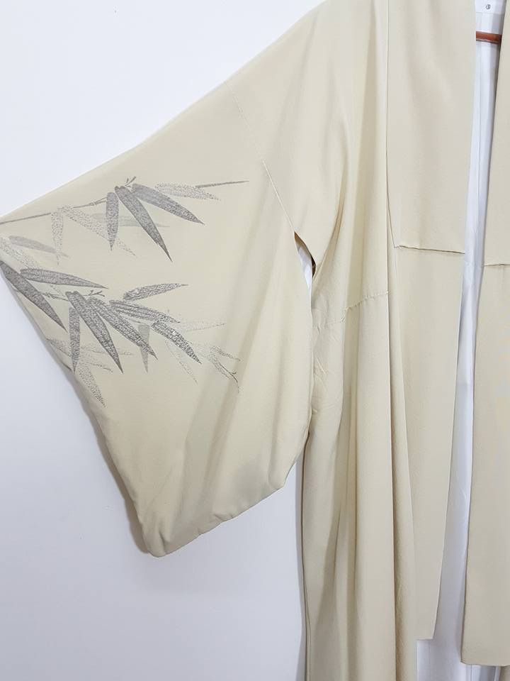 Other Awase Haori Long Kimono Bamboo Abstract Japanese Jacket Size US L / EU 52-54 / 3 - 15 Thumbnail