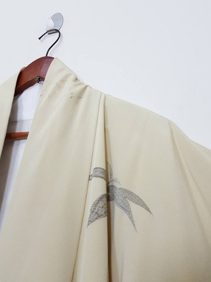 Other Awase Haori Long Kimono Bamboo Abstract Japanese Jacket Size US L / EU 52-54 / 3 - 9 Thumbnail