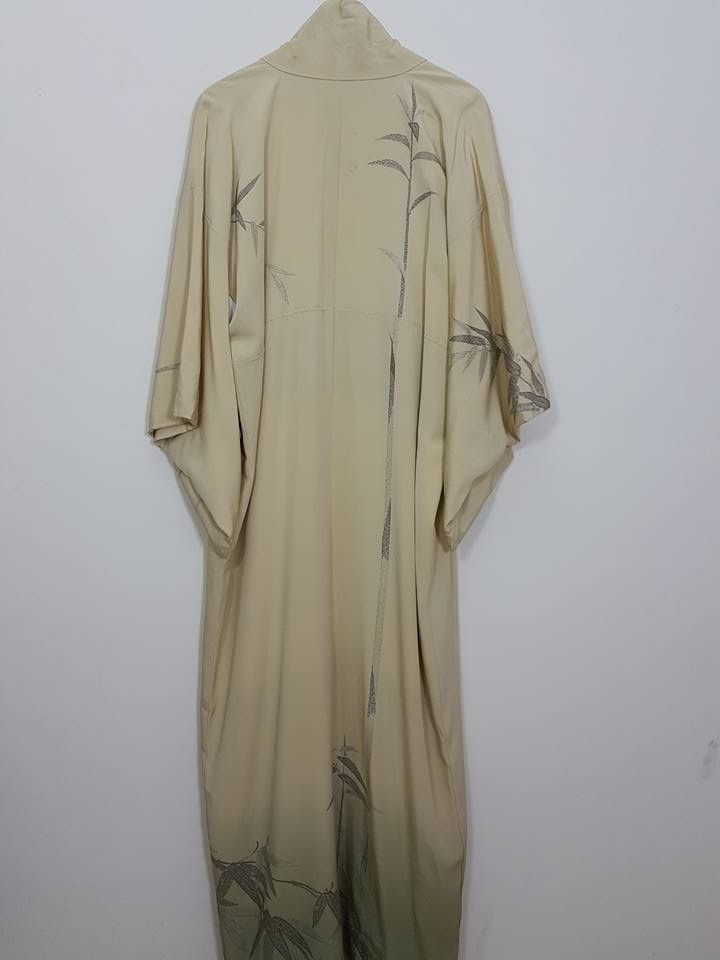 Other Awase Haori Long Kimono Bamboo Abstract Japanese Jacket Size US L / EU 52-54 / 3 - 5 Thumbnail