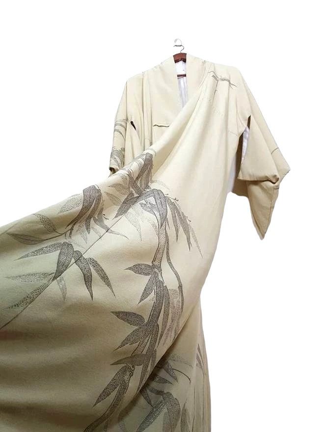 Other Awase Haori Long Kimono Bamboo Abstract Japanese Jacket Size US L / EU 52-54 / 3 - 1 Thumbnail