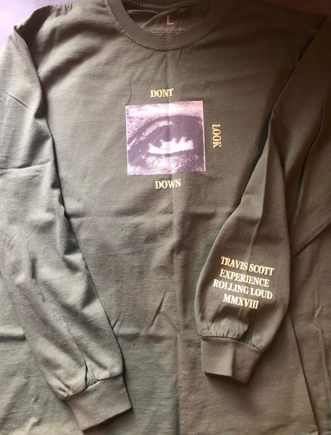 Pre-owned Travis Scott Rl Don't Look Down Long Sleeve T Shirt L In Green