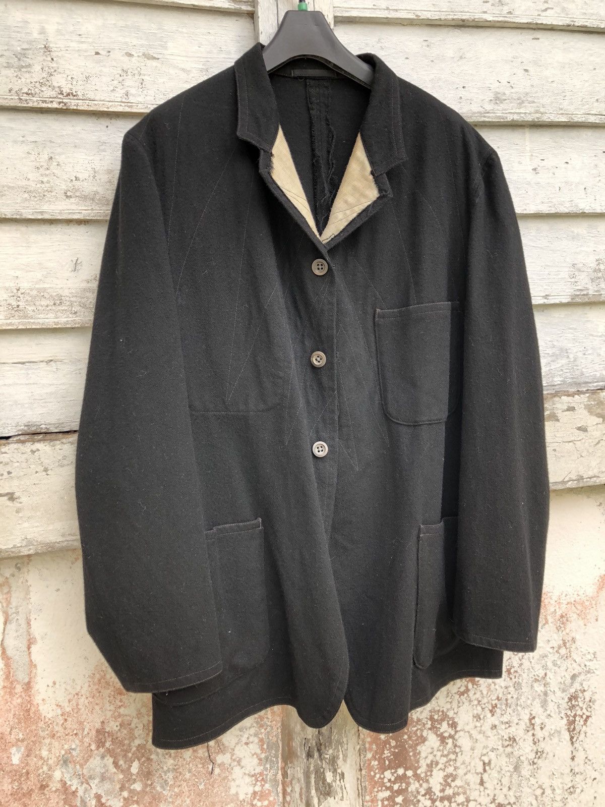 Y's for Men × Yohji Yamamoto Archived Ys For Men Reversible Raw Seam Wool Walker Jacket Size US M / EU 48-50 / 2 - 13 Thumbnail