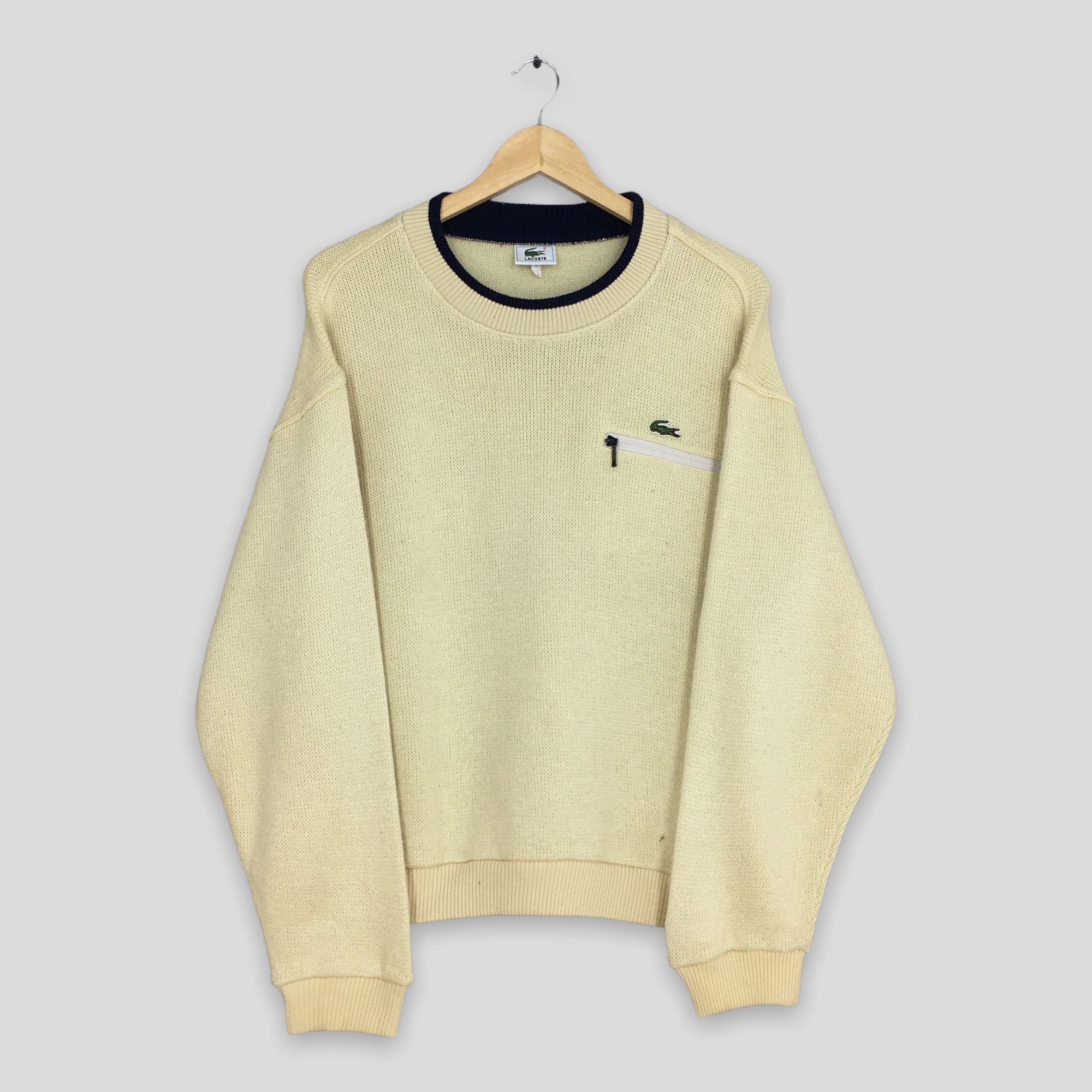Lacoste × Vintage Vintage 90s Chemise Lacoste Yellow Knitwear Large Size US L / EU 52-54 / 3 - 1 Thumbnail