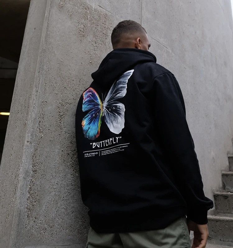 Butterfly Print Pull Over Hoodie