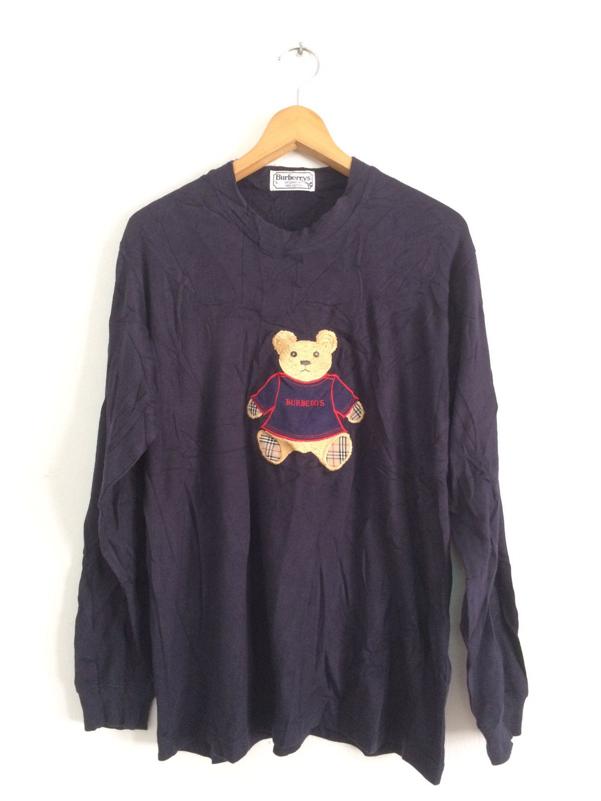 Burberry × Vintage 🔥Vtg Burberrys Nova Check Embroidered Teddy Bears T-Shirt Size US L / EU 52-54 / 3 - 1 Thumbnail