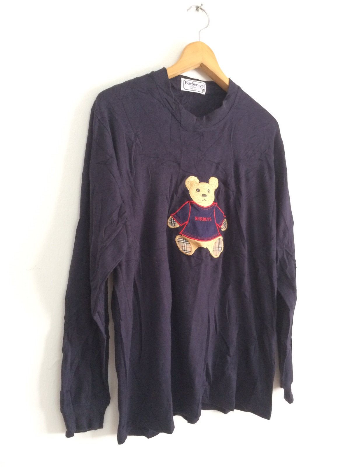 Burberry × Vintage 🔥Vtg Burberrys Nova Check Embroidered Teddy Bears T-Shirt Size US L / EU 52-54 / 3 - 2 Thumbnail