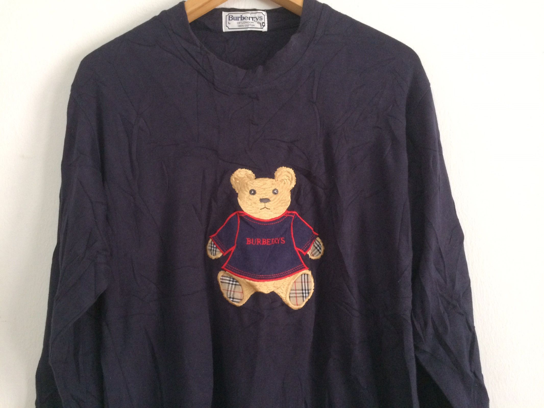 Burberry × Vintage 🔥Vtg Burberrys Nova Check Embroidered Teddy Bears T-Shirt Size US L / EU 52-54 / 3 - 5 Thumbnail