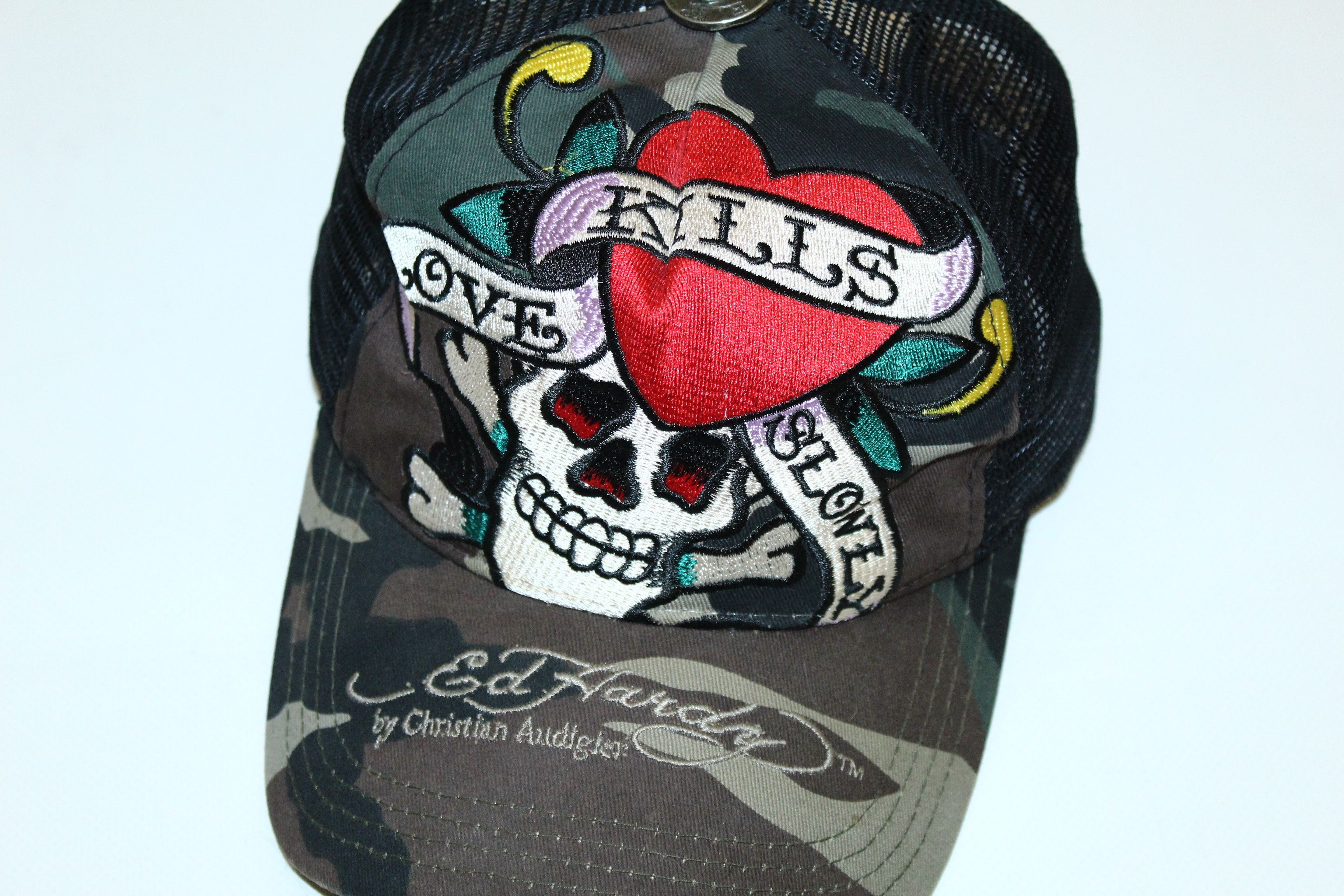 Christian Audigier Y2K💥 Ed Hardy by Christian Audigier Y2k Trucker Cap Size ONE SIZE - 3 Thumbnail