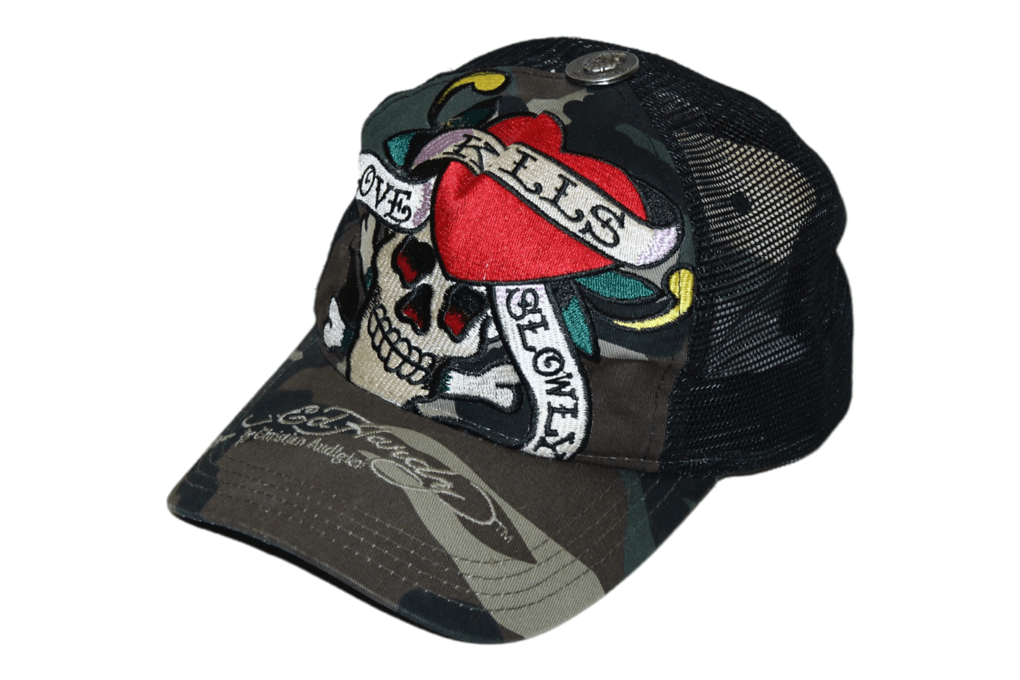 Christian Audigier Y2K💥 Ed Hardy by Christian Audigier Y2k Trucker Cap Size ONE SIZE - 1 Thumbnail