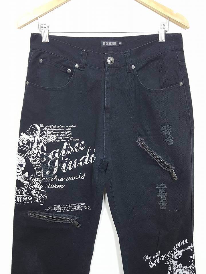 Japanese Brand Japanese Brand BATSU STUDIO Quotes Zipper Denim Jeans Pants Size US 31 - 2 Thumbnail