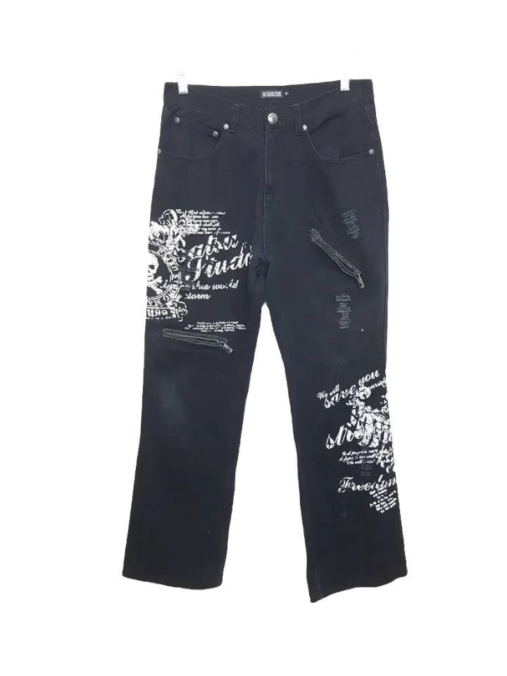 Japanese Brand Japanese Brand BATSU STUDIO Quotes Zipper Denim Jeans Pants Size US 31 - 1 Thumbnail