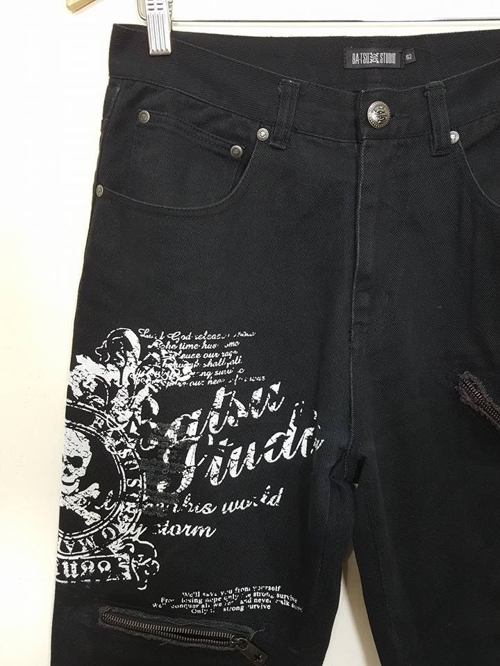 Japanese Brand Japanese Brand BATSU STUDIO Quotes Zipper Denim Jeans Pants Size US 31 - 4 Thumbnail