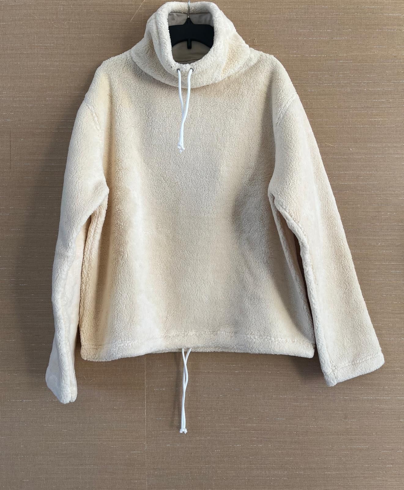 Cotton Fleece Pullover Sweater in Chalk