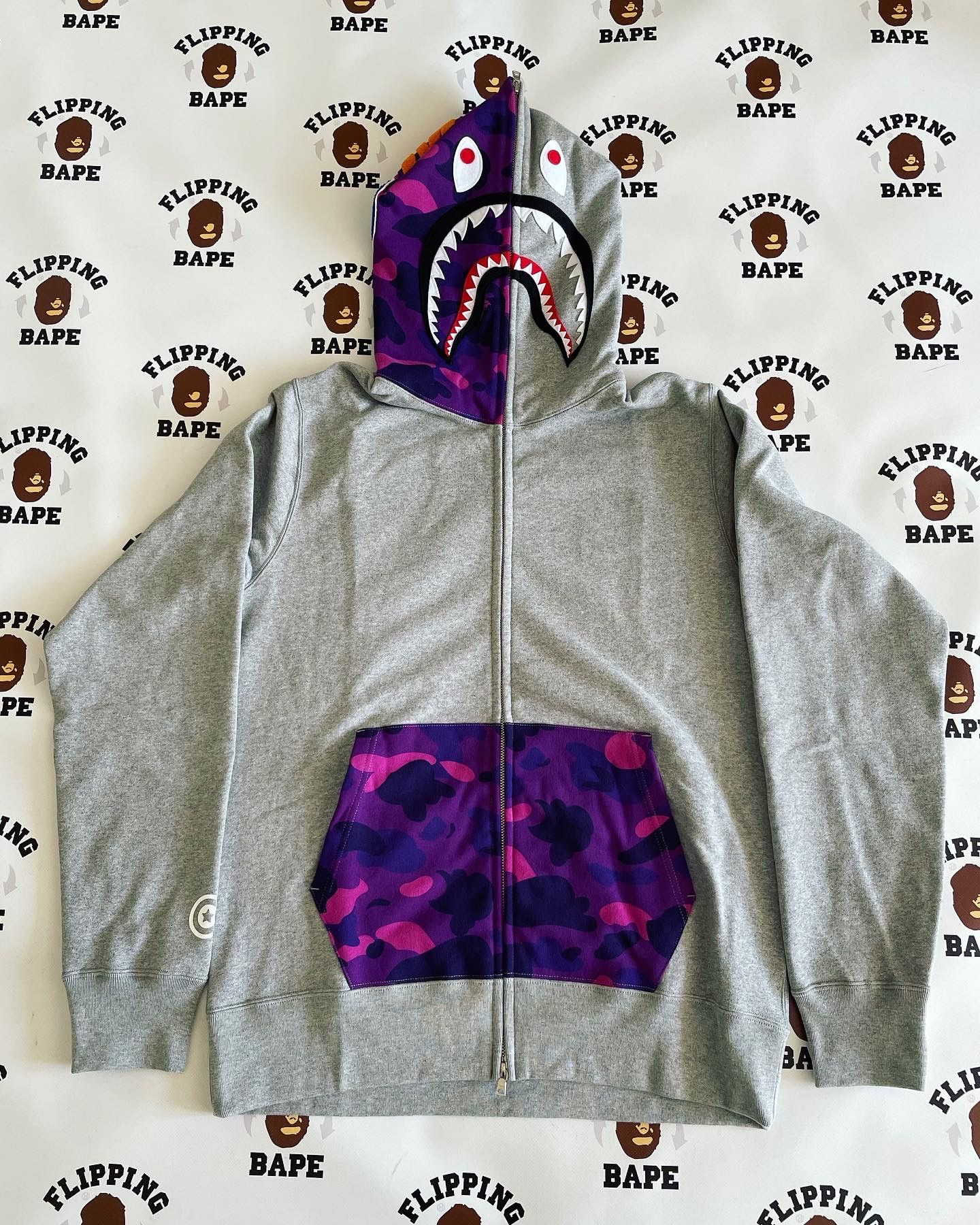 image of 3Xl Bape Color Camo Hood Shark Full Zip Hoodie 2022 3Xl in Grey Purple, Men's (Size 2XL)