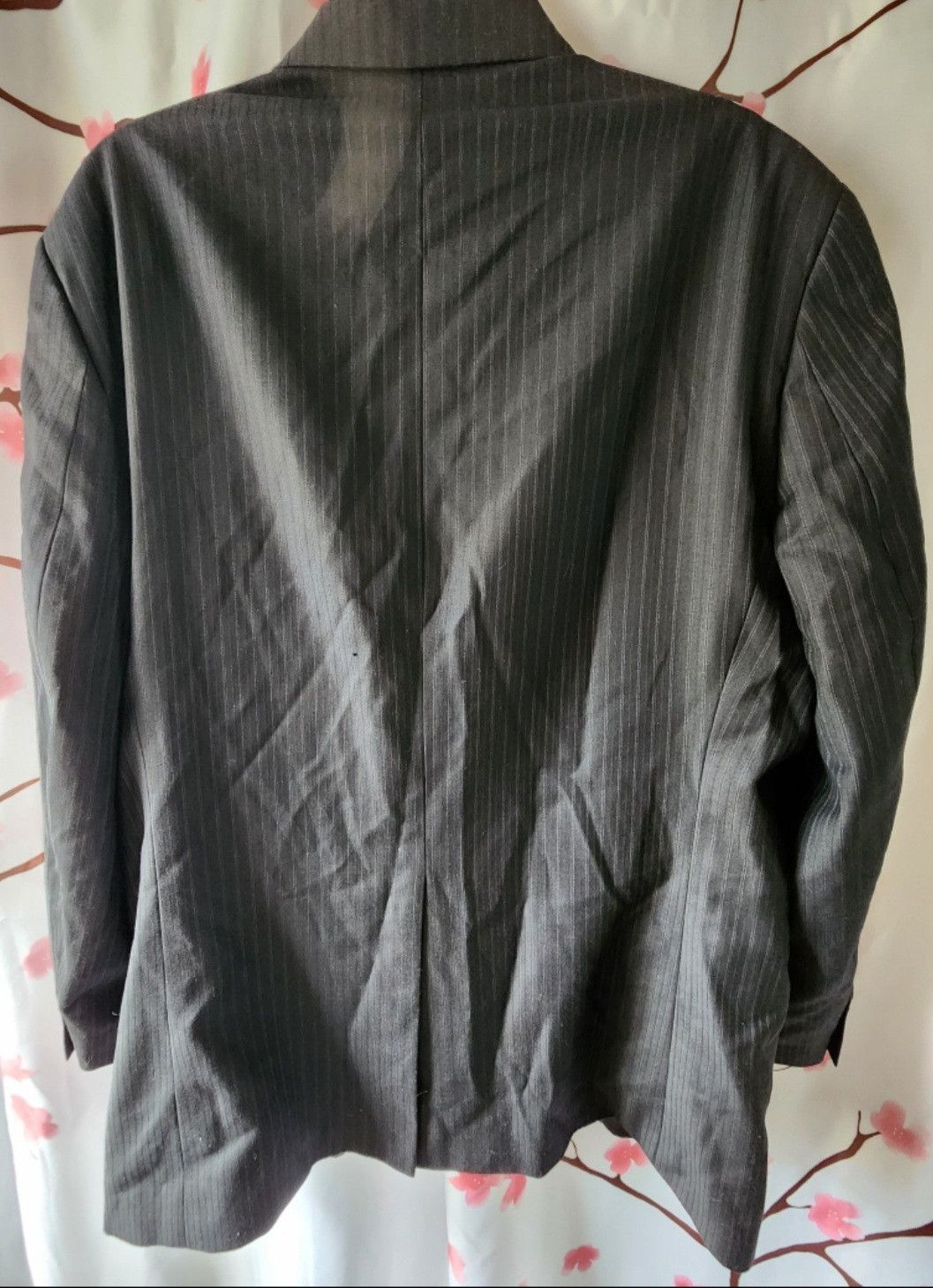 Chaps Chaps Black Pinstripe Blazer Suit Jacket Size 42R 100% Wool Size 42R - 2 Thumbnail