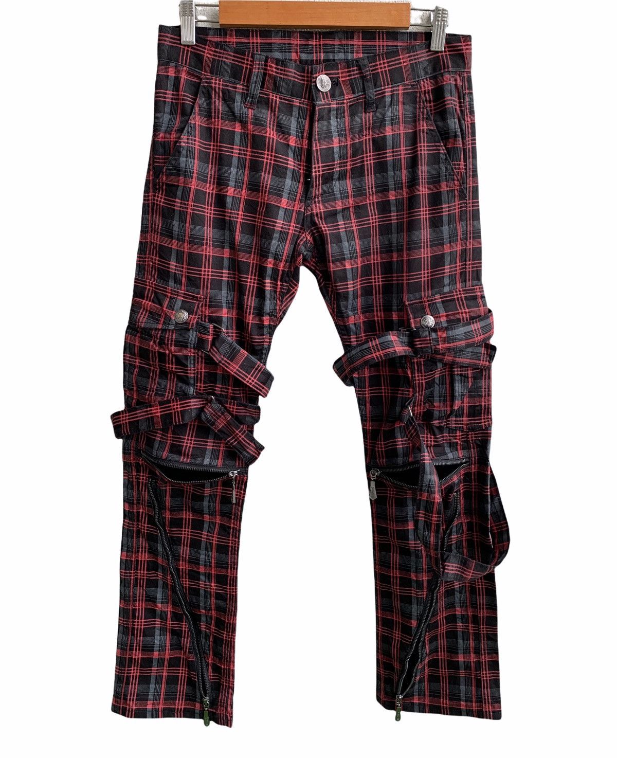 20471120 Japanese Brand Red Tartan Bondage Punk Style Pants Size US 30 / EU 46 - 5 Thumbnail