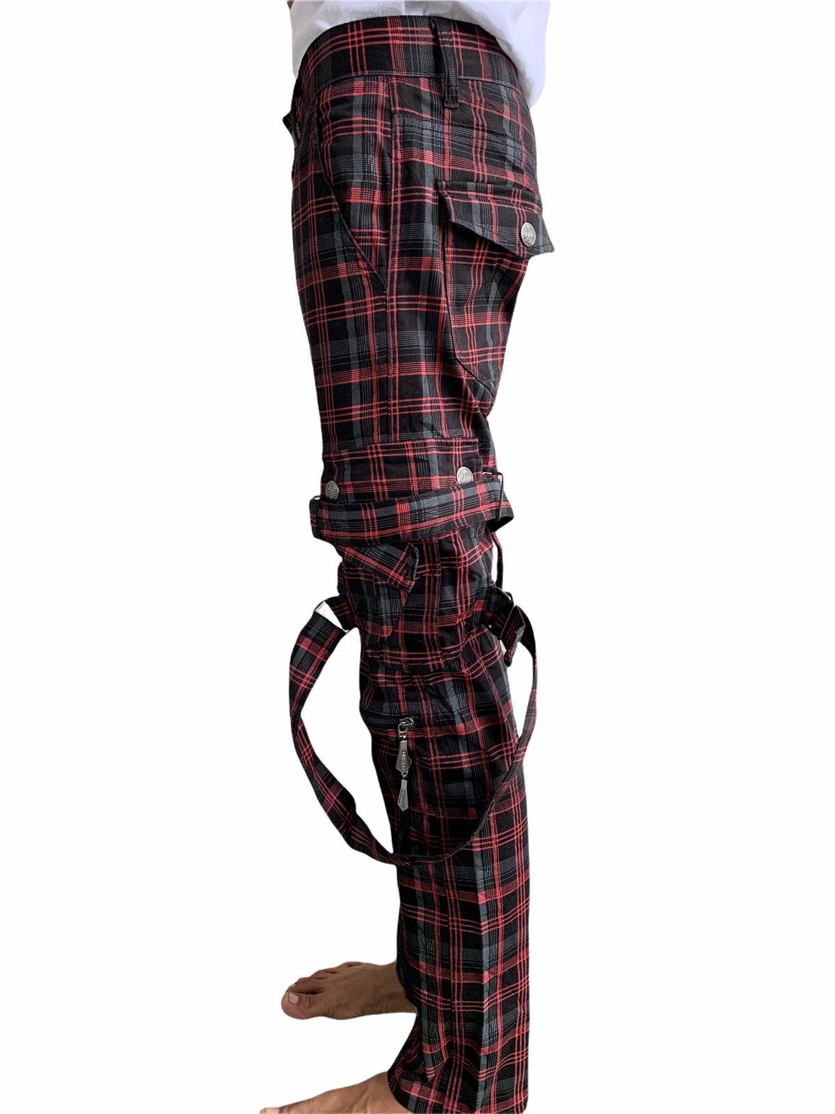 20471120 Japanese Brand Red Tartan Bondage Punk Style Pants Size US 30 / EU 46 - 3 Thumbnail