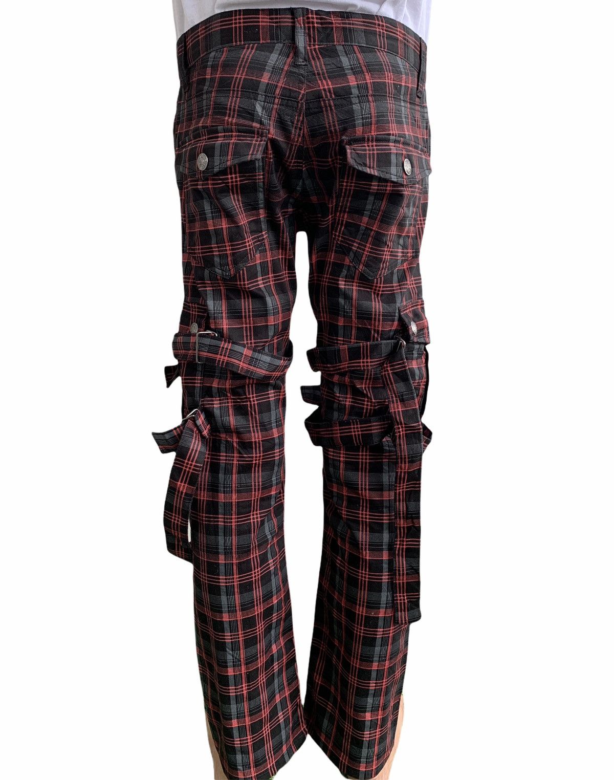 20471120 Japanese Brand Red Tartan Bondage Punk Style Pants Size US 30 / EU 46 - 2 Thumbnail