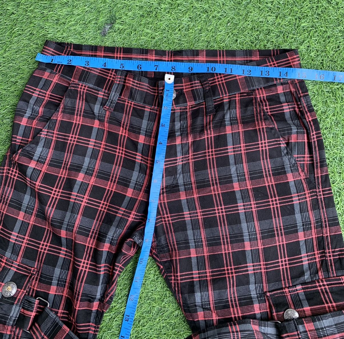 20471120 Japanese Brand Red Tartan Bondage Punk Style Pants Size US 30 / EU 46 - 14 Thumbnail