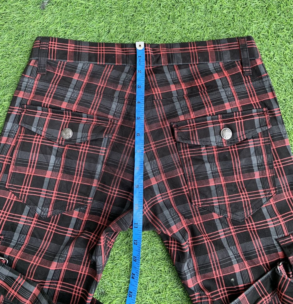 20471120 Japanese Brand Red Tartan Bondage Punk Style Pants Size US 30 / EU 46 - 15 Thumbnail