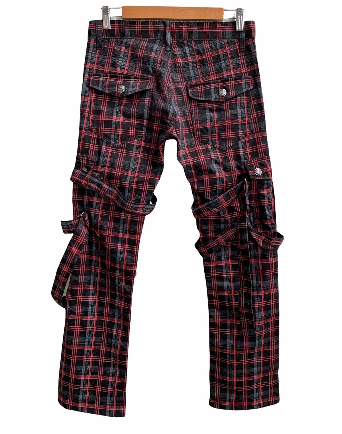 20471120 Japanese Brand Red Tartan Bondage Punk Style Pants Size US 30 / EU 46 - 6 Thumbnail