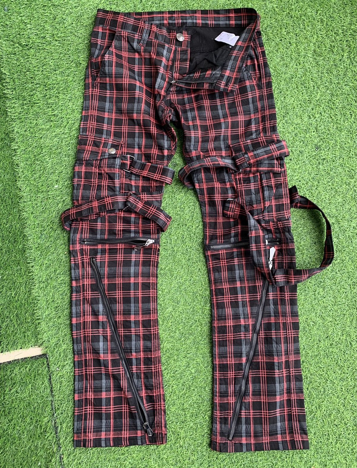 20471120 Japanese Brand Red Tartan Bondage Punk Style Pants Size US 30 / EU 46 - 9 Thumbnail