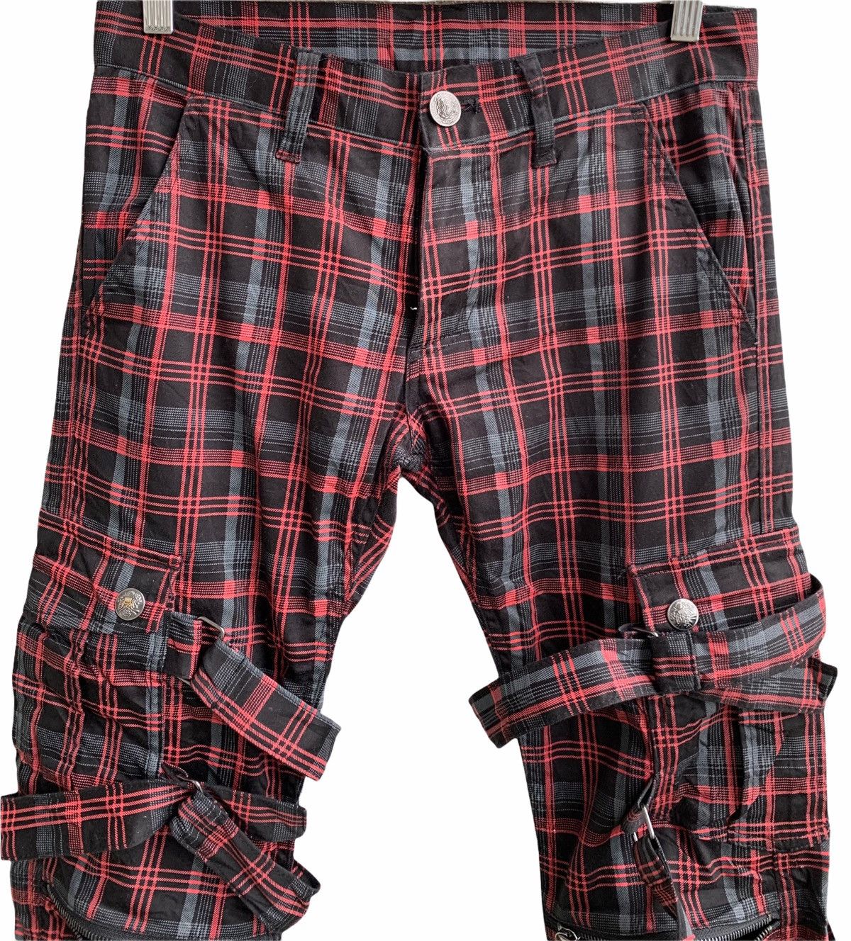 20471120 Japanese Brand Red Tartan Bondage Punk Style Pants Size US 30 / EU 46 - 8 Thumbnail