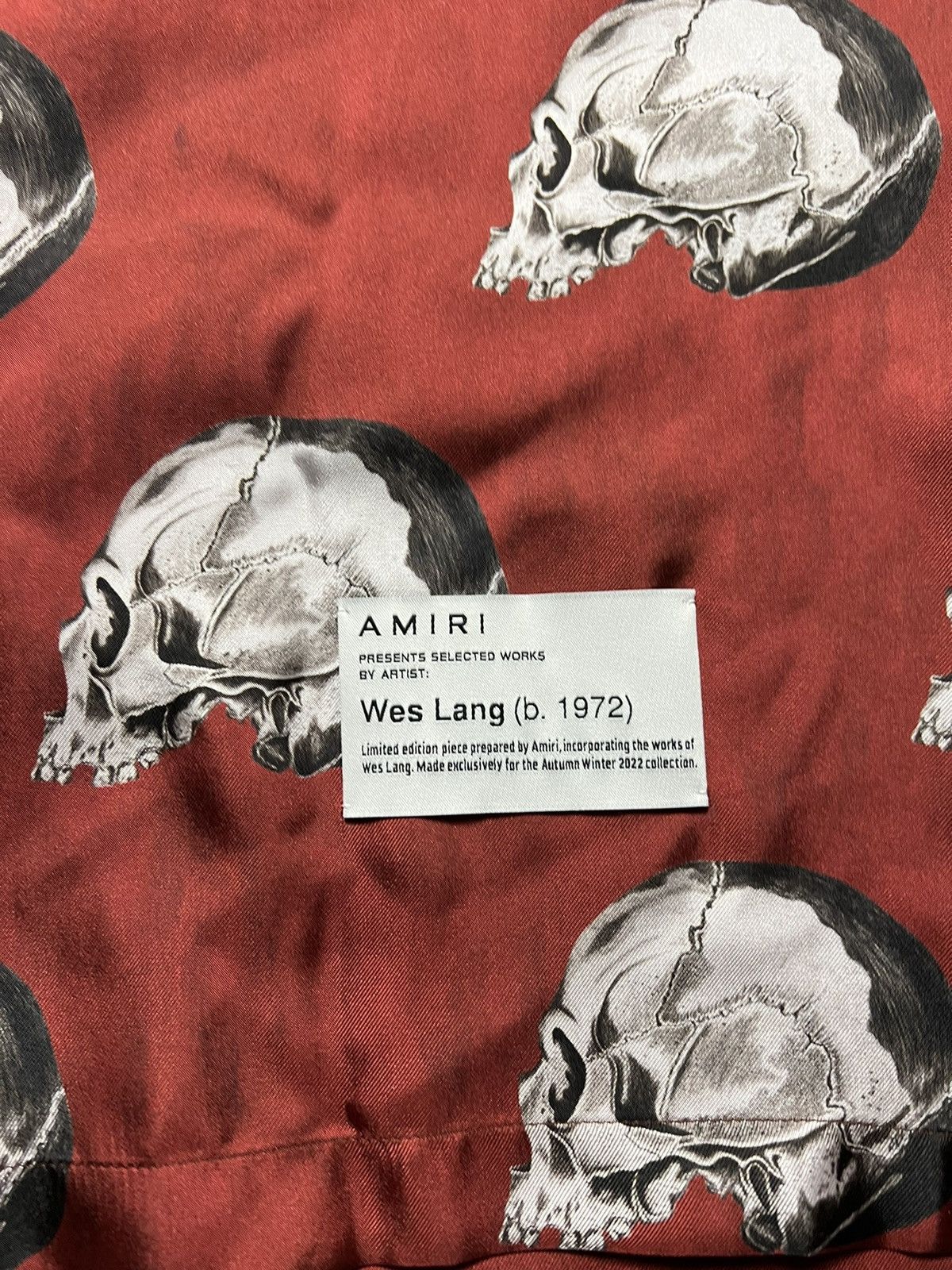 Amiri × Wes Lang Amiri Wes Lang Skull All Over Bowling Shirt Size US L / EU 52-54 / 3 - 8 Thumbnail