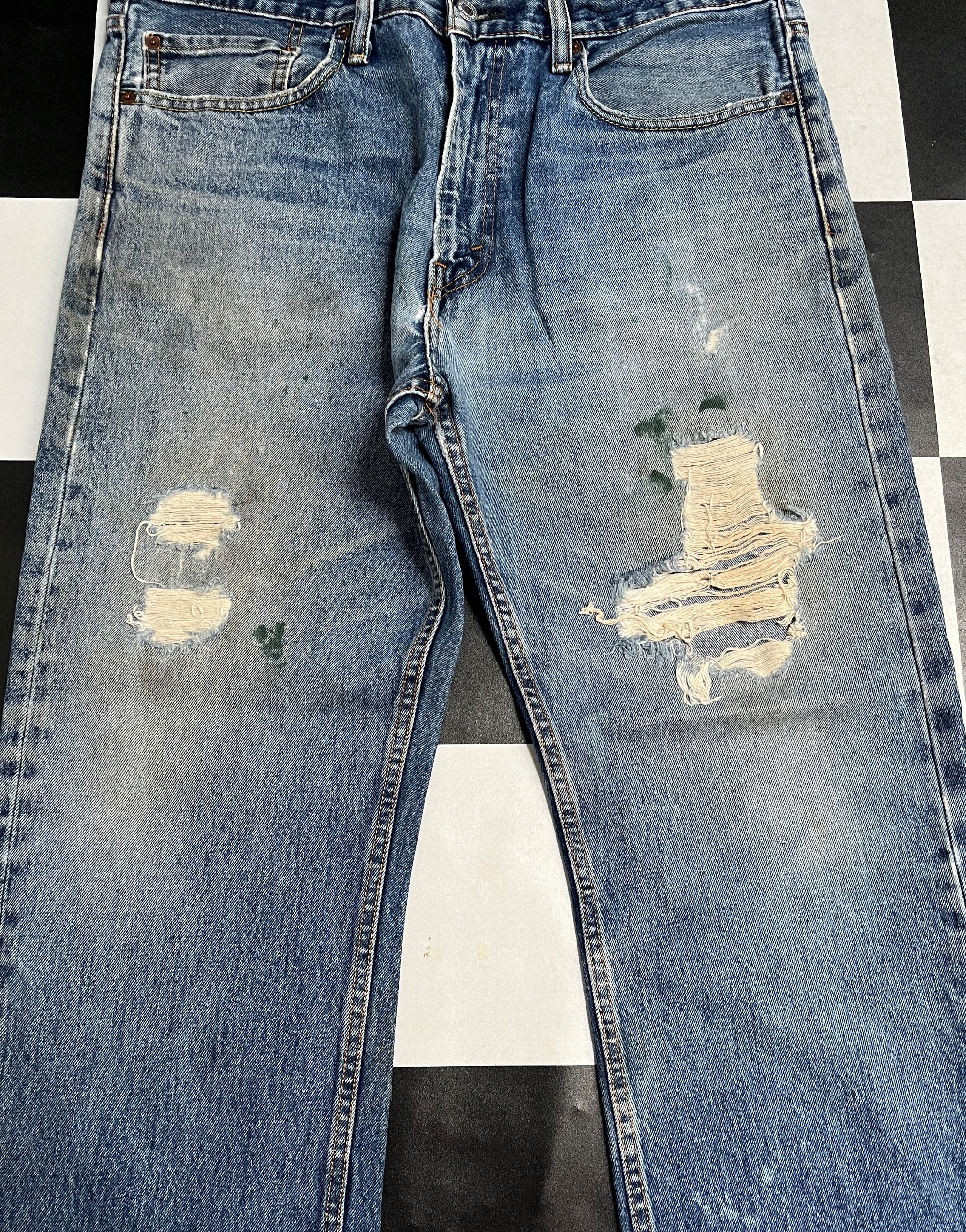 Levi's Vintage Levis 505 Distressed Jeans L273 Size US 37 - 3 Thumbnail