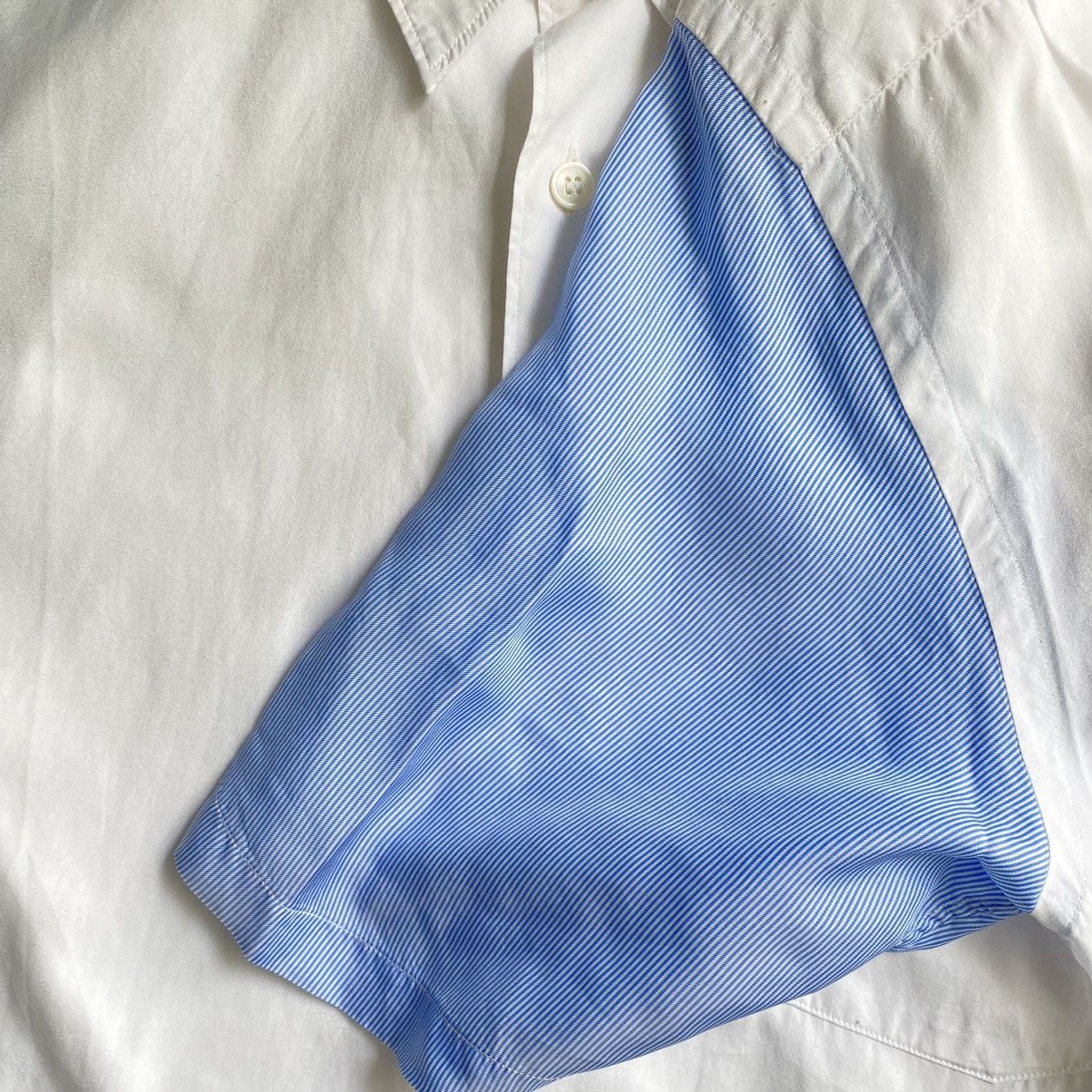Comme des Garcons Contrast Blue Stripes Rayon Sleeve Shirt Size US S / EU 44-46 / 1 - 4 Thumbnail