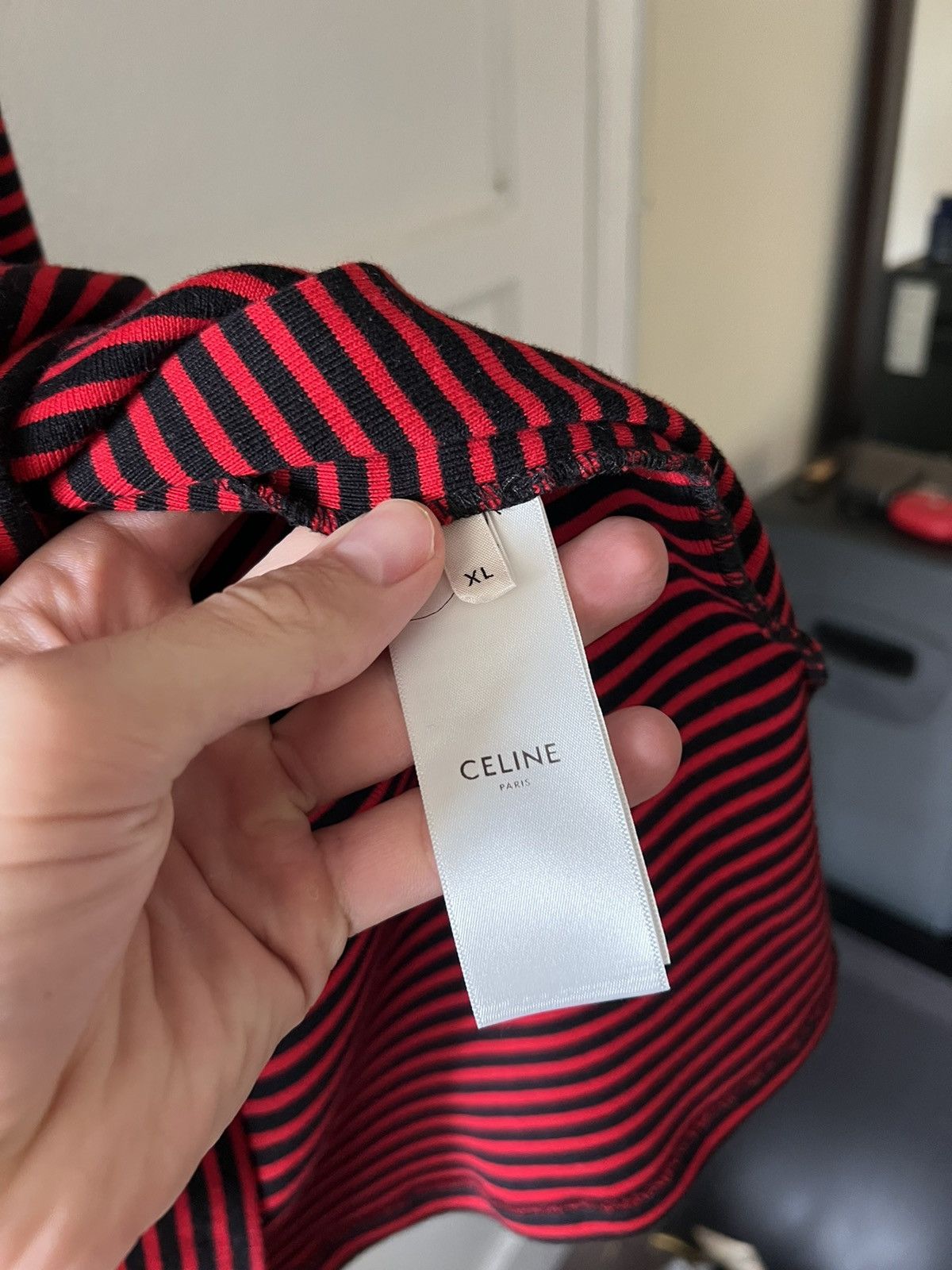Celine × Hedi Slimane Heavyweight striped shirt Size US XL / EU 56 / 4 - 4 Thumbnail