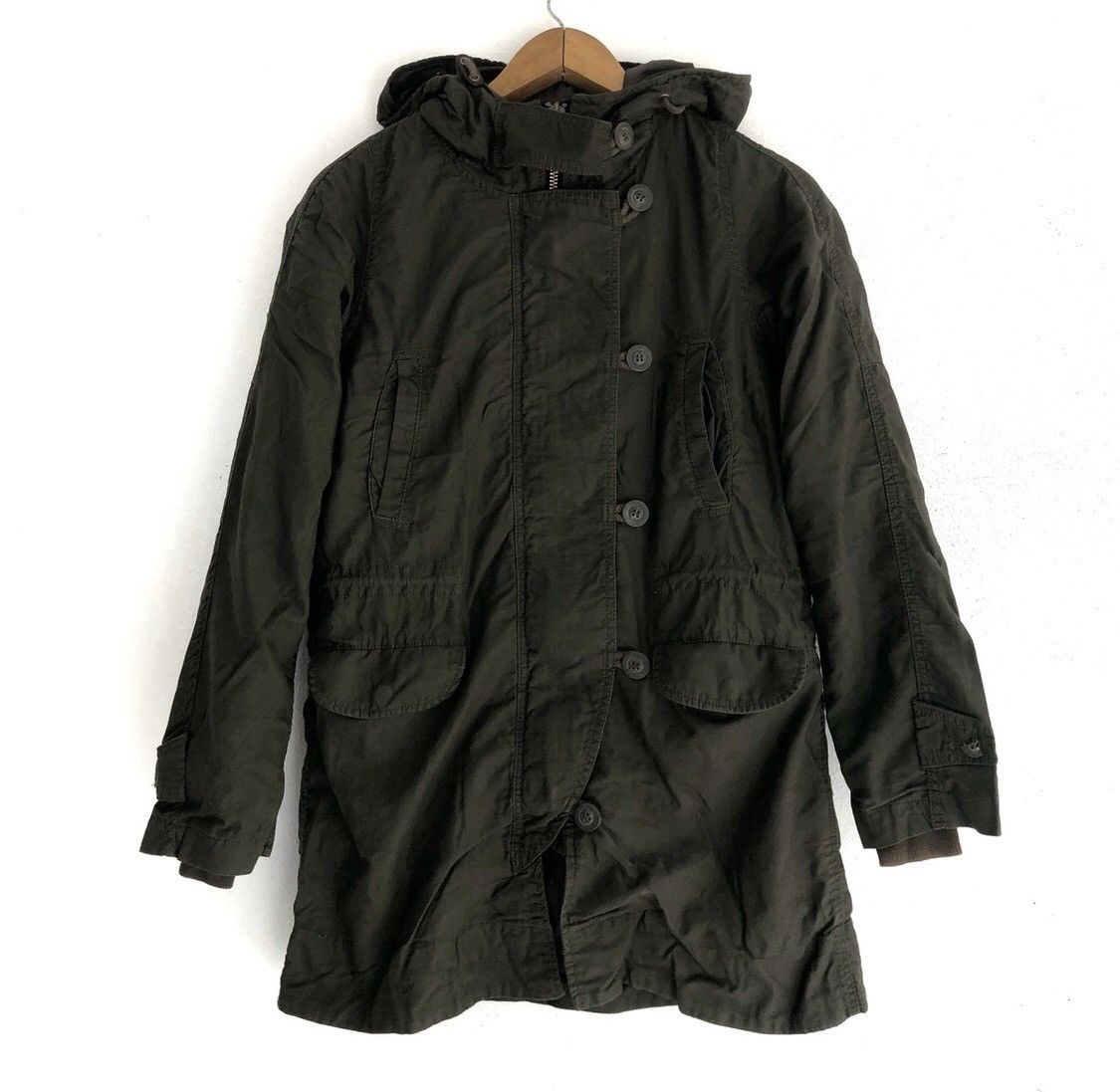 image of Designer Natural Beauty Basic Long Jacket in Army Green, Men's (Size Medium)
