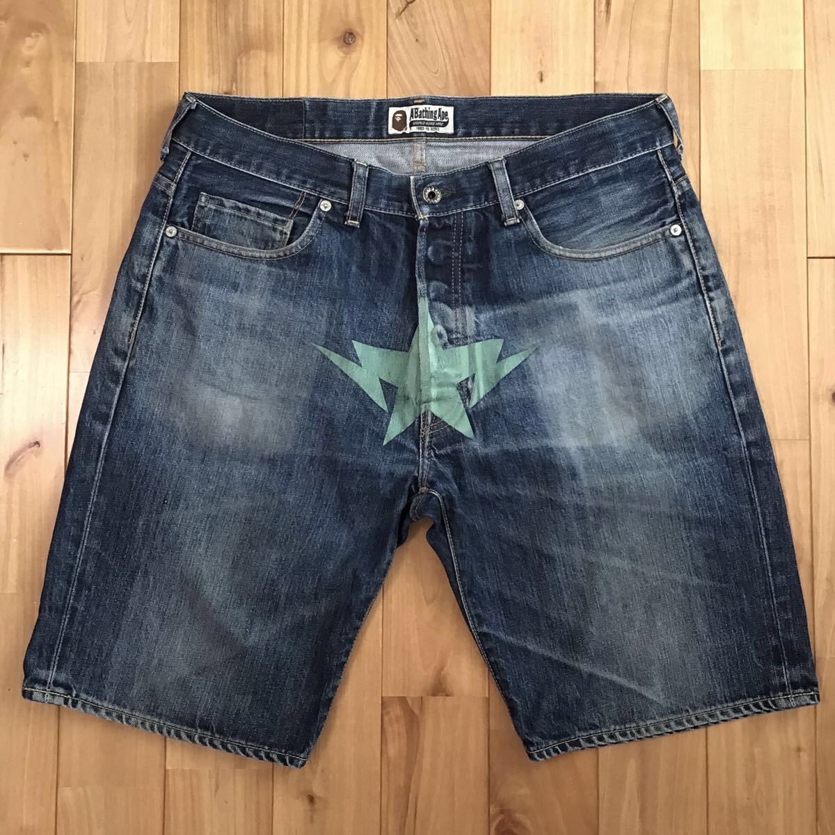 image of Bape Sta Denim Shorts A Bathing Ape Bapesta ★Size L in Indigo, Men's (Size 34)