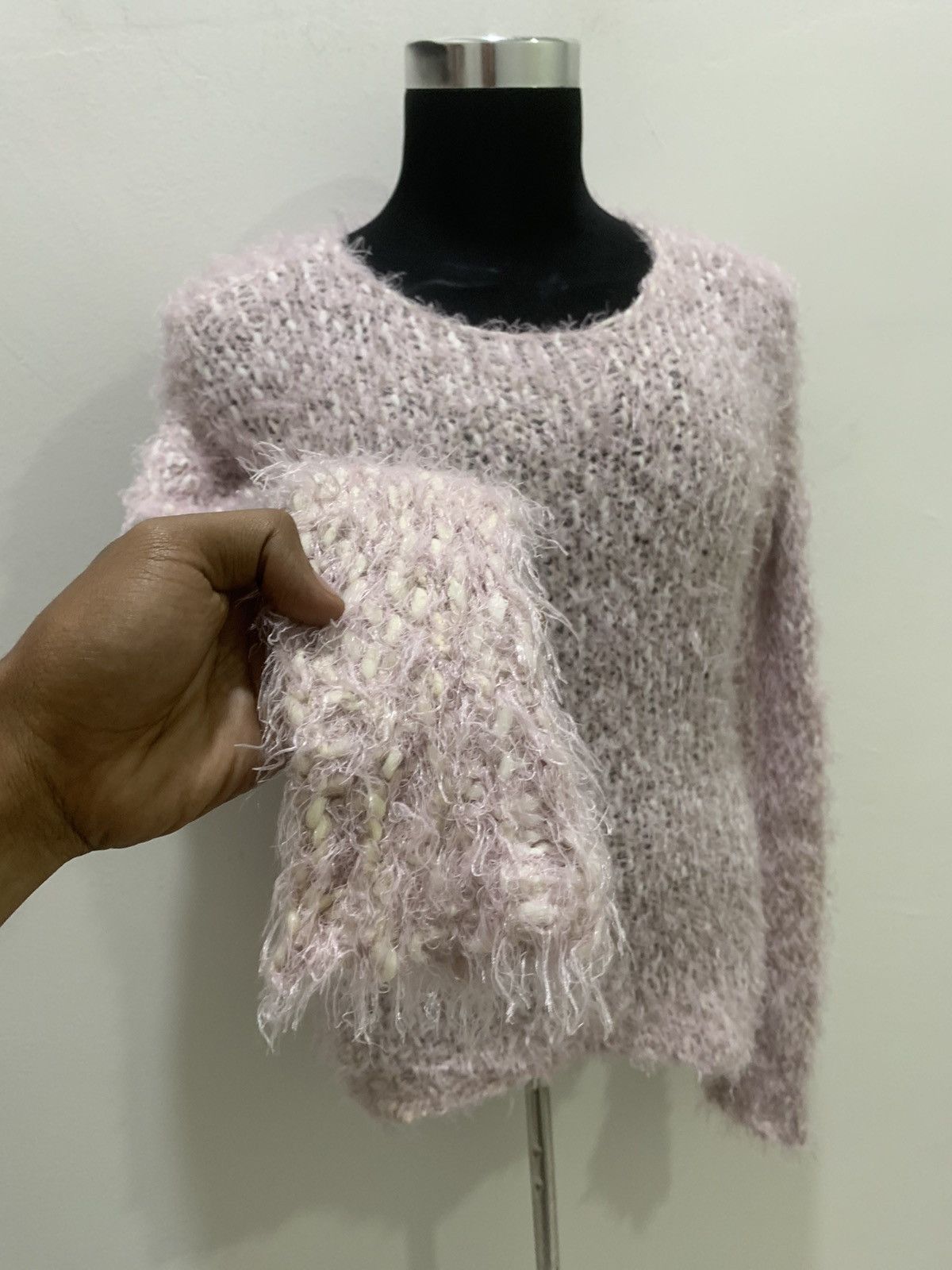 Japanese Brand DIAPASON Soft Shaggy Mohair Crochet Cable Knitwear Sweater Size M / US 6-8 / IT 42-44 - 8 Thumbnail