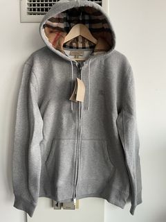 BURBERRY grey hoodie with nova check lining – Loop Generation