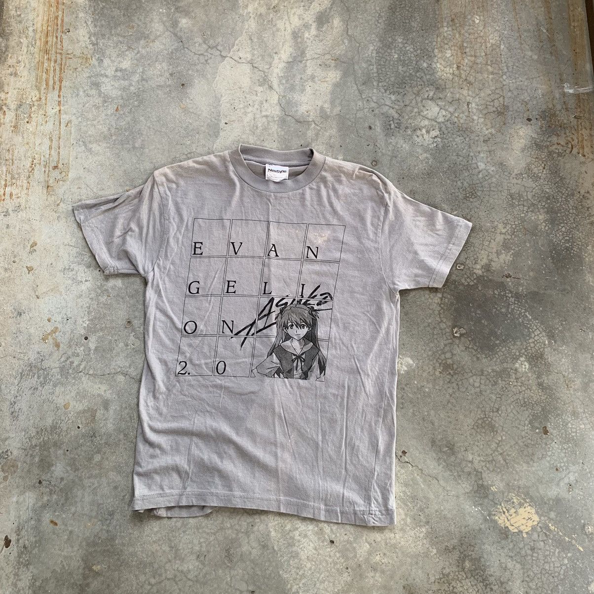 image of Anima x Vintage Faded Neon Genesis Evangelion Asuka Tshirt in Grey, Men's (Size Small)