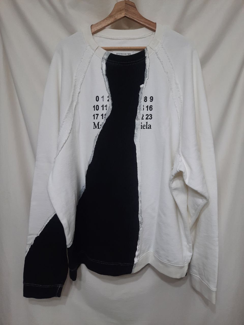image of Maison Margiela Fw19 Aw19 Mutiny Logo Sweatshirt in White Black, Men's (Size Medium)