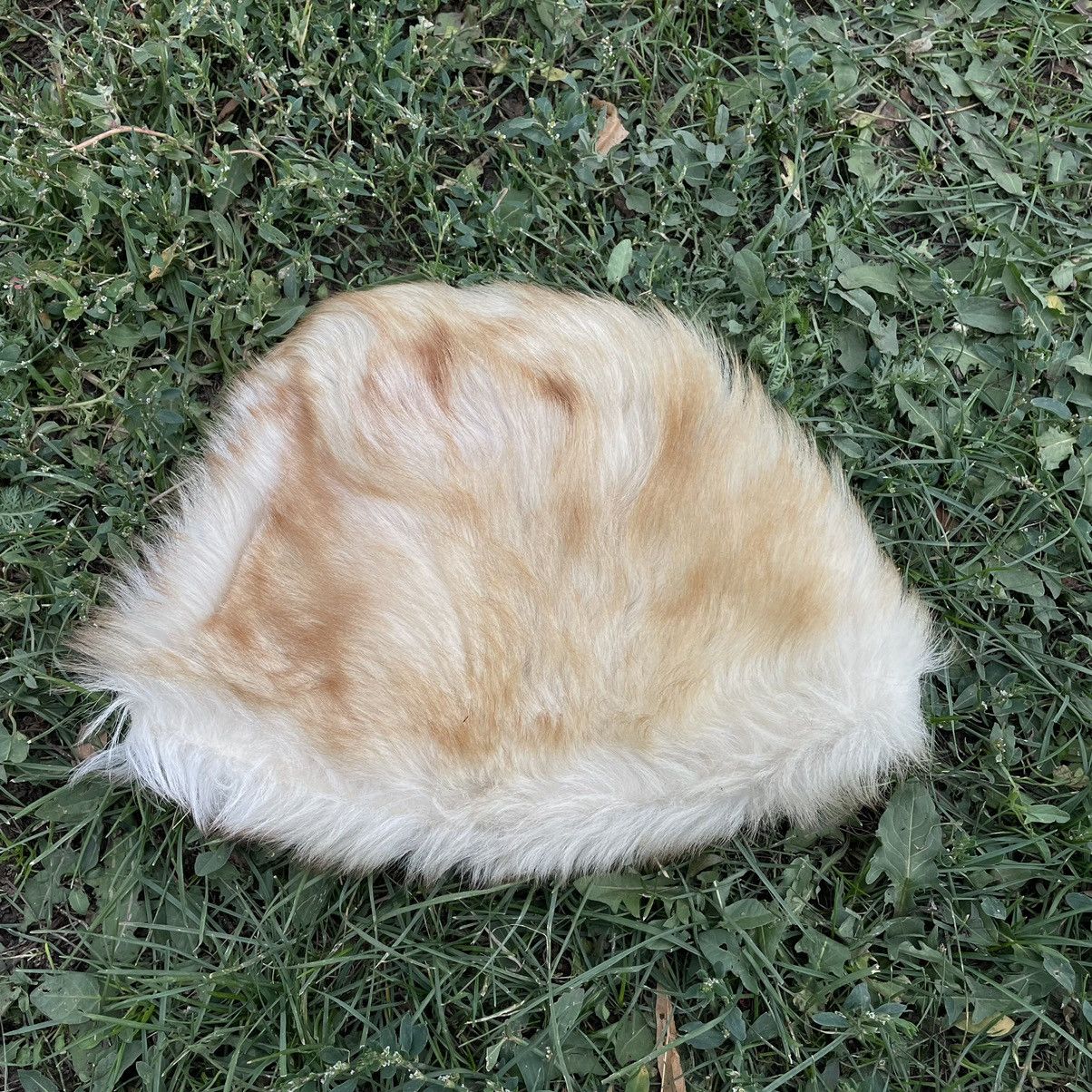 Vintage Vintage 90s Mohair Knit Beanie Cream Fuzzy Alt Opium Logo OS Size ONE SIZE - 1 Thumbnail