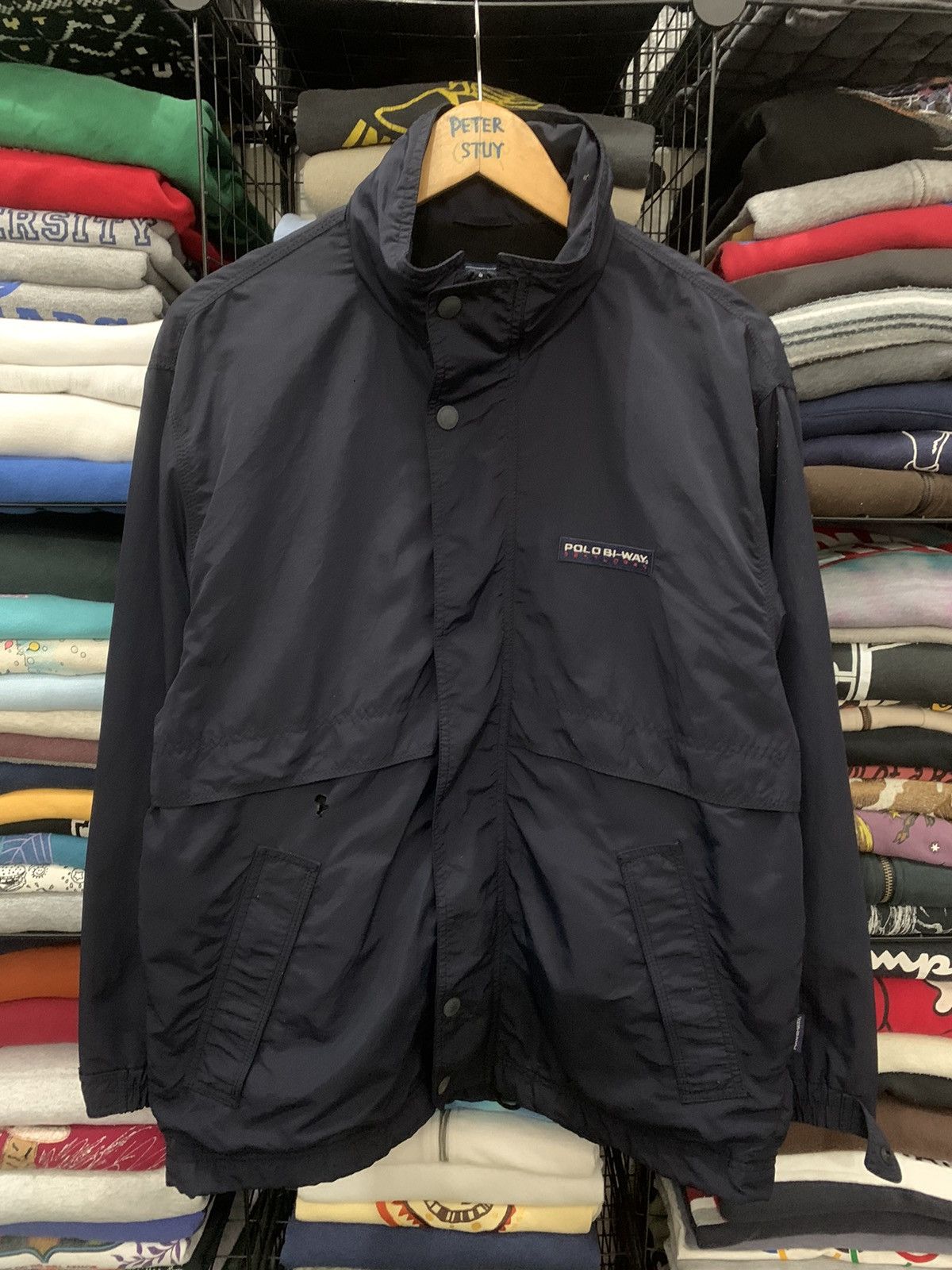 image of Polo Ralph Lauren x Vintage Polo Bi-Way Sentloran Sport Jacket in Blue/Navy, Men's (Size Medium)