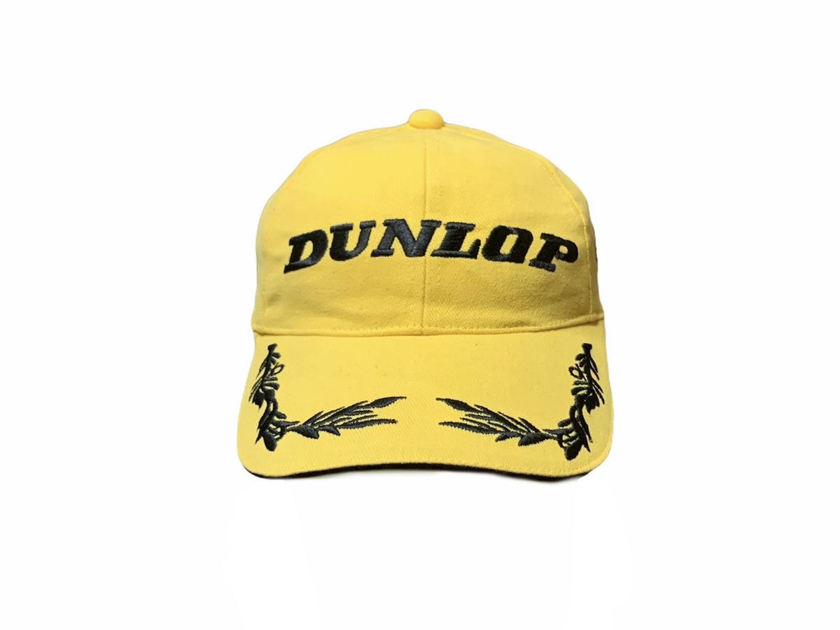 image of Vintage Dunlop Motorsports Racing Embroidery Podium Hat Cap in Yellow, Men's