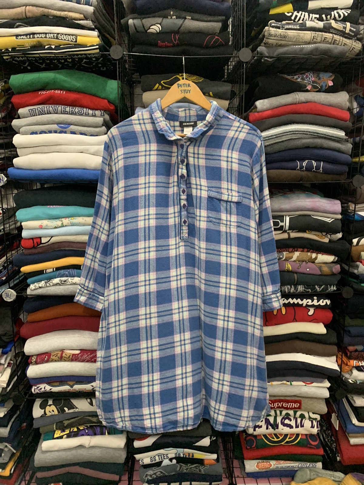 image of Joe Boxer Flannel Shirt in Blue Flannel, Men's (Size 2XL)