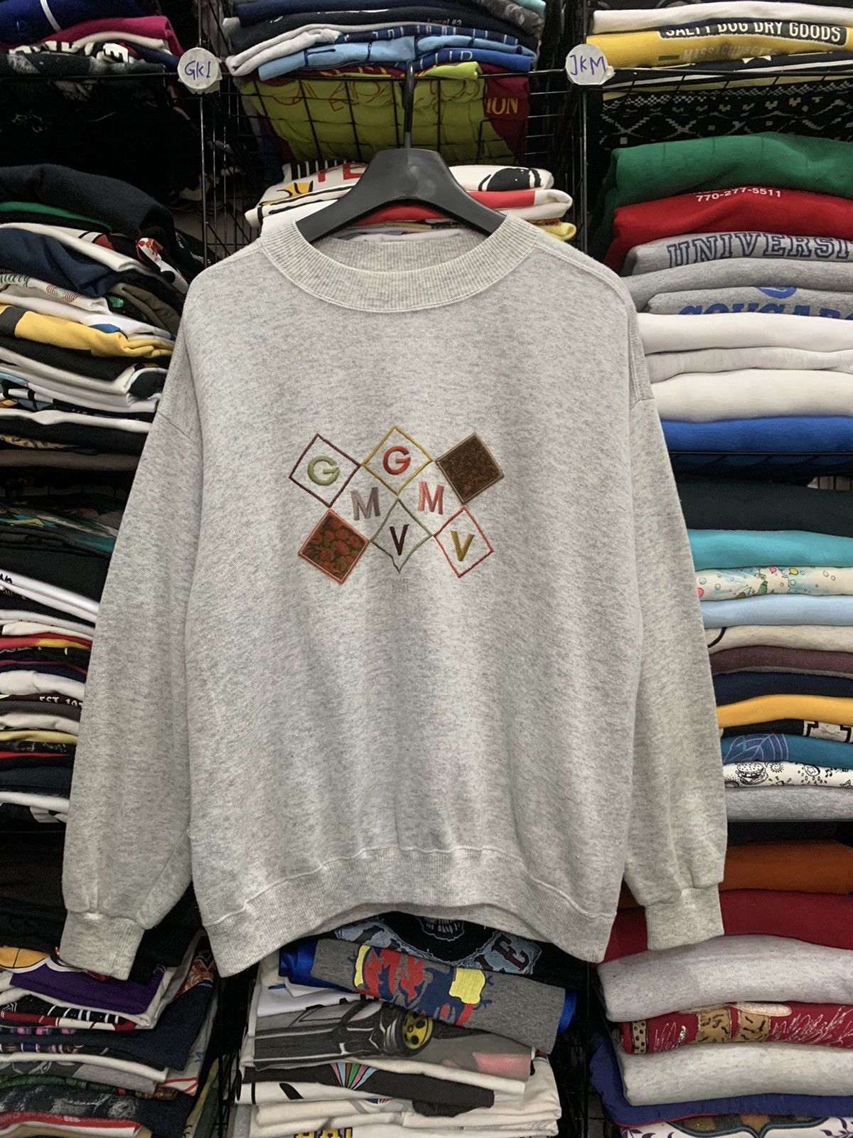 image of Gian Marco Venturi Embroidery Logo Sweater in Grey, Men's (Size Small)