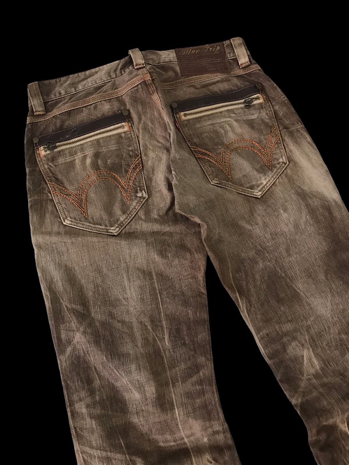 Edwin Baggy Flared🔥Edwin 503 Lightning Brown Distressed Denim Pant Size US 35 - 9 Thumbnail