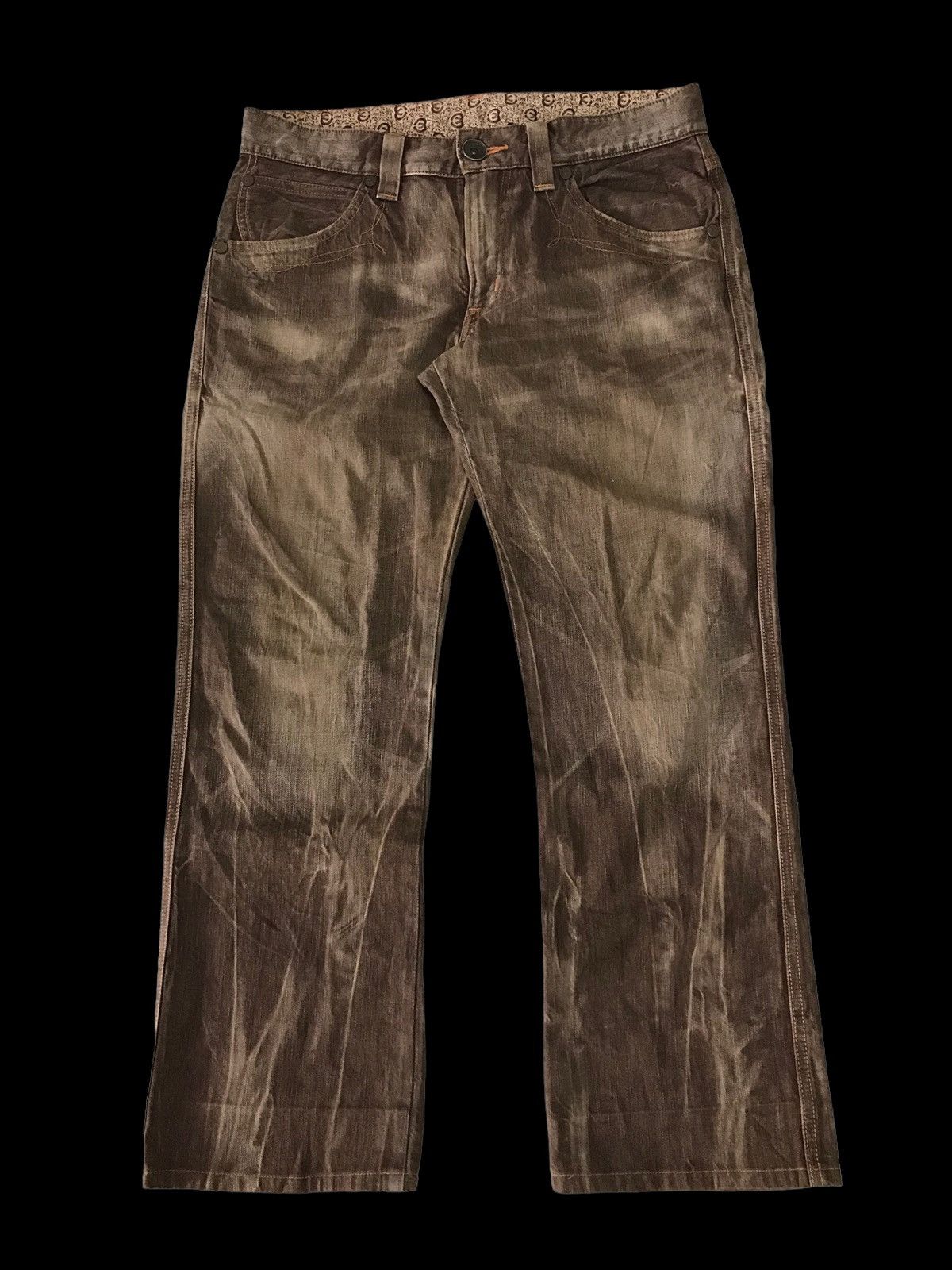 Edwin Baggy Flared🔥Edwin 503 Lightning Brown Distressed Denim Pant Size US 35 - 2 Thumbnail